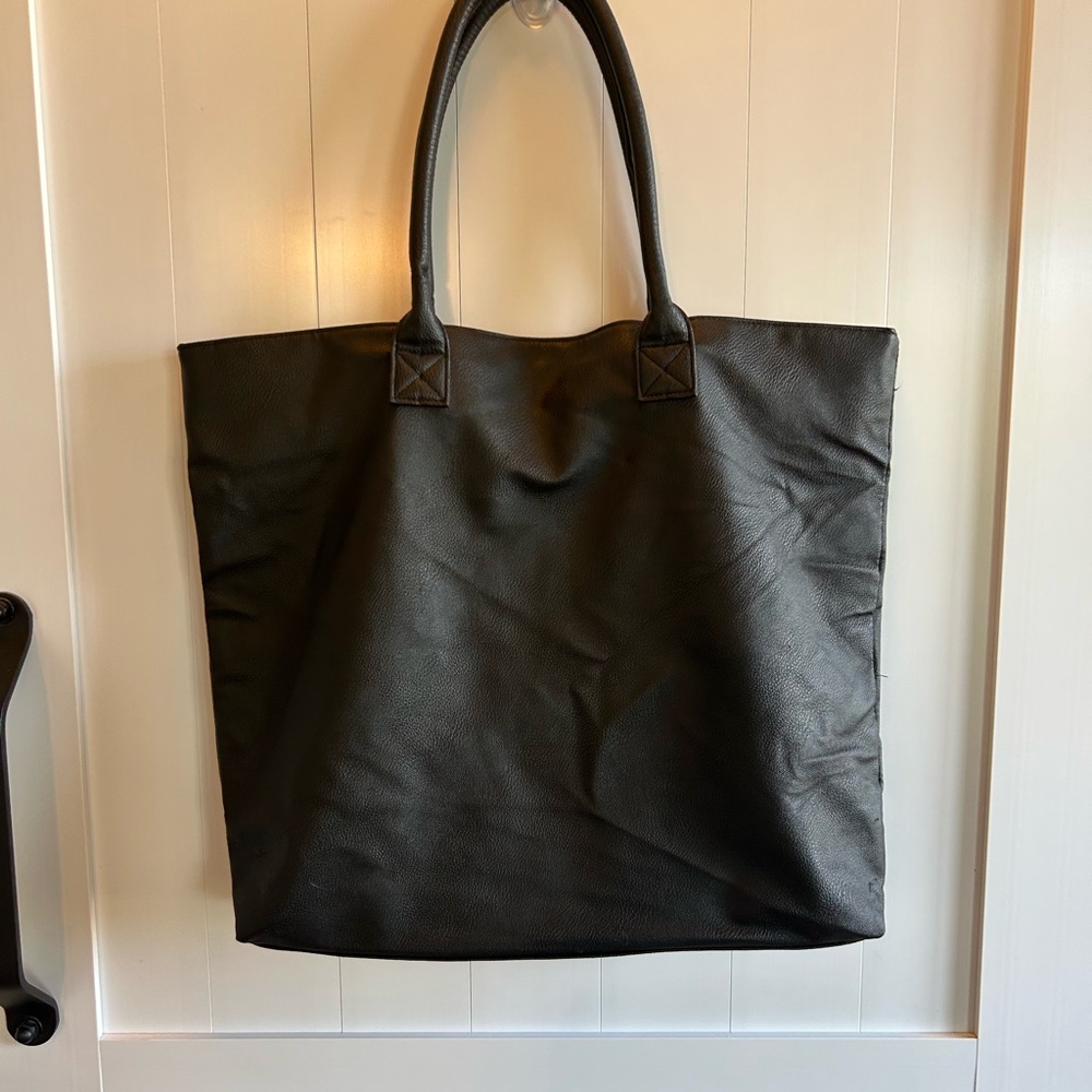 Chicos Leather Large Black Tote Bag